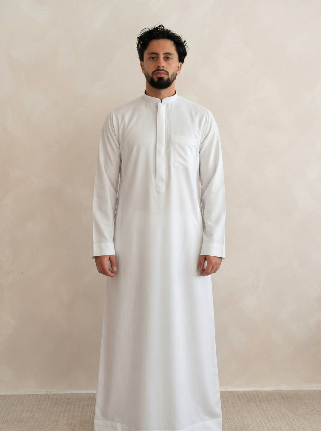 White Platinum Kuwaiti Collared Thobe