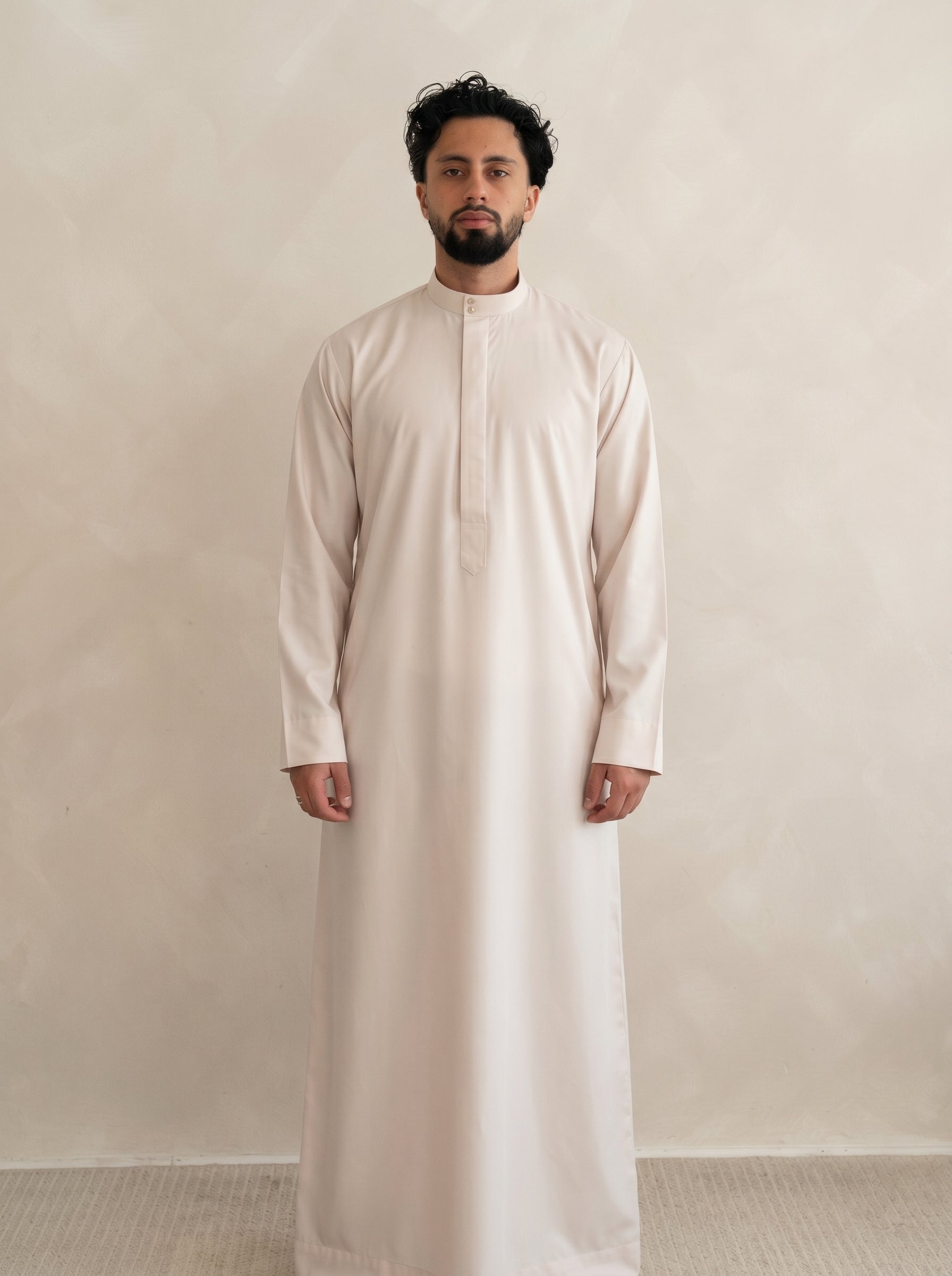Sand Beige Saudi Collared Essentials Thobe