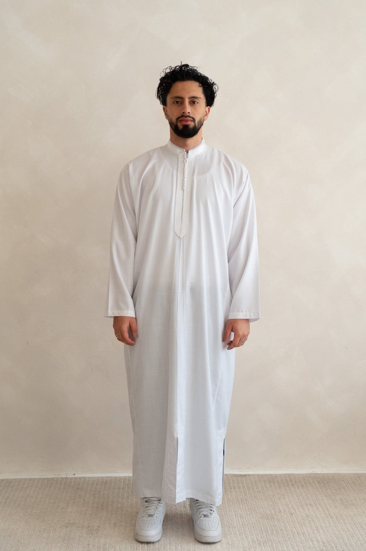 White Moroccan Full Sleeve Kaftan