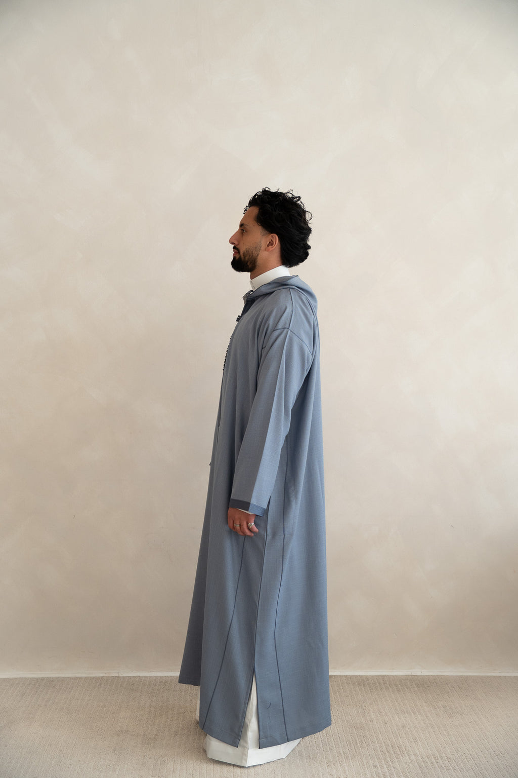 Steel Blue Moroccan Linen Djellaba – Essential Linen Djellaba Thobe