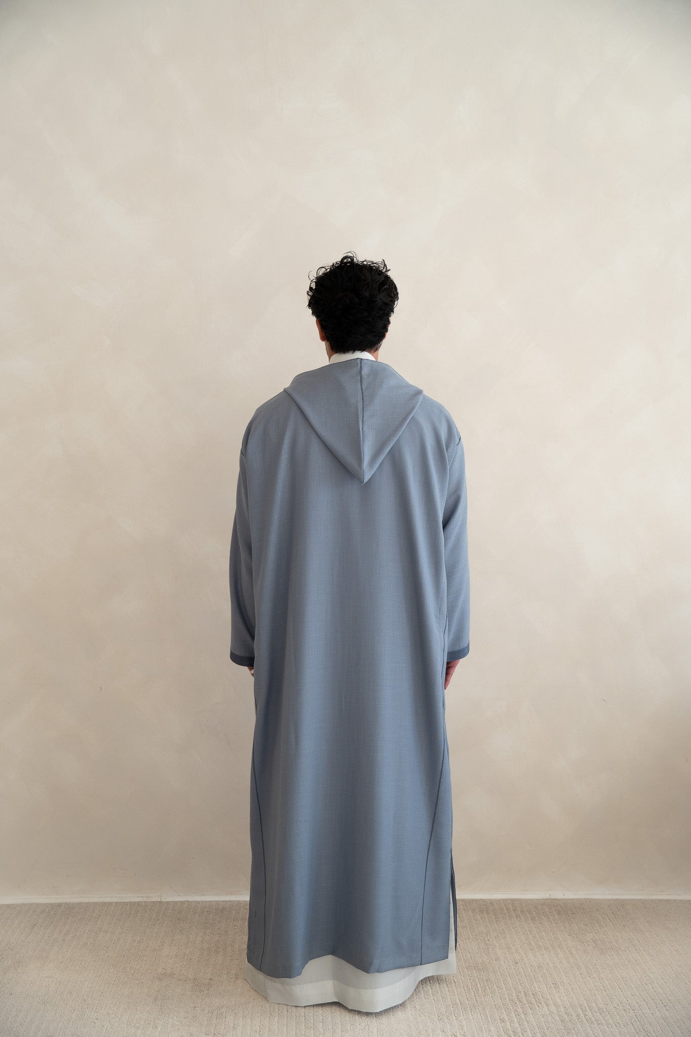 Steel Blue Moroccan Linen Djellaba – Essential Linen Djellaba Thobe
