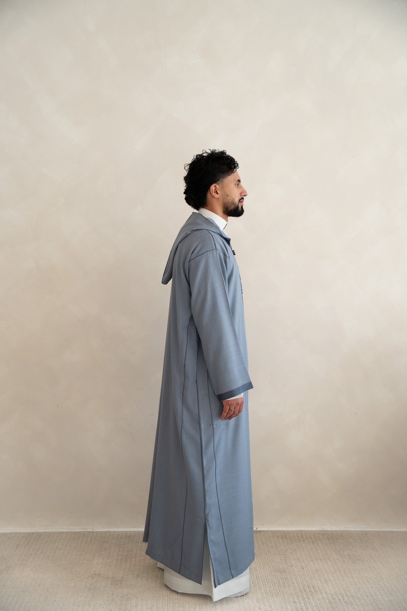 Steel Blue Moroccan Linen Djellaba – Essential Linen Djellaba Thobe