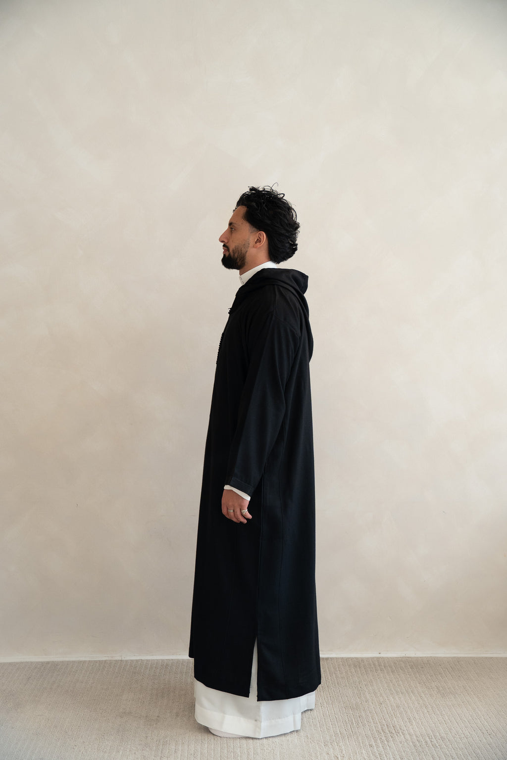 Black Premium Moroccan Cashmere Djellaba Thobe