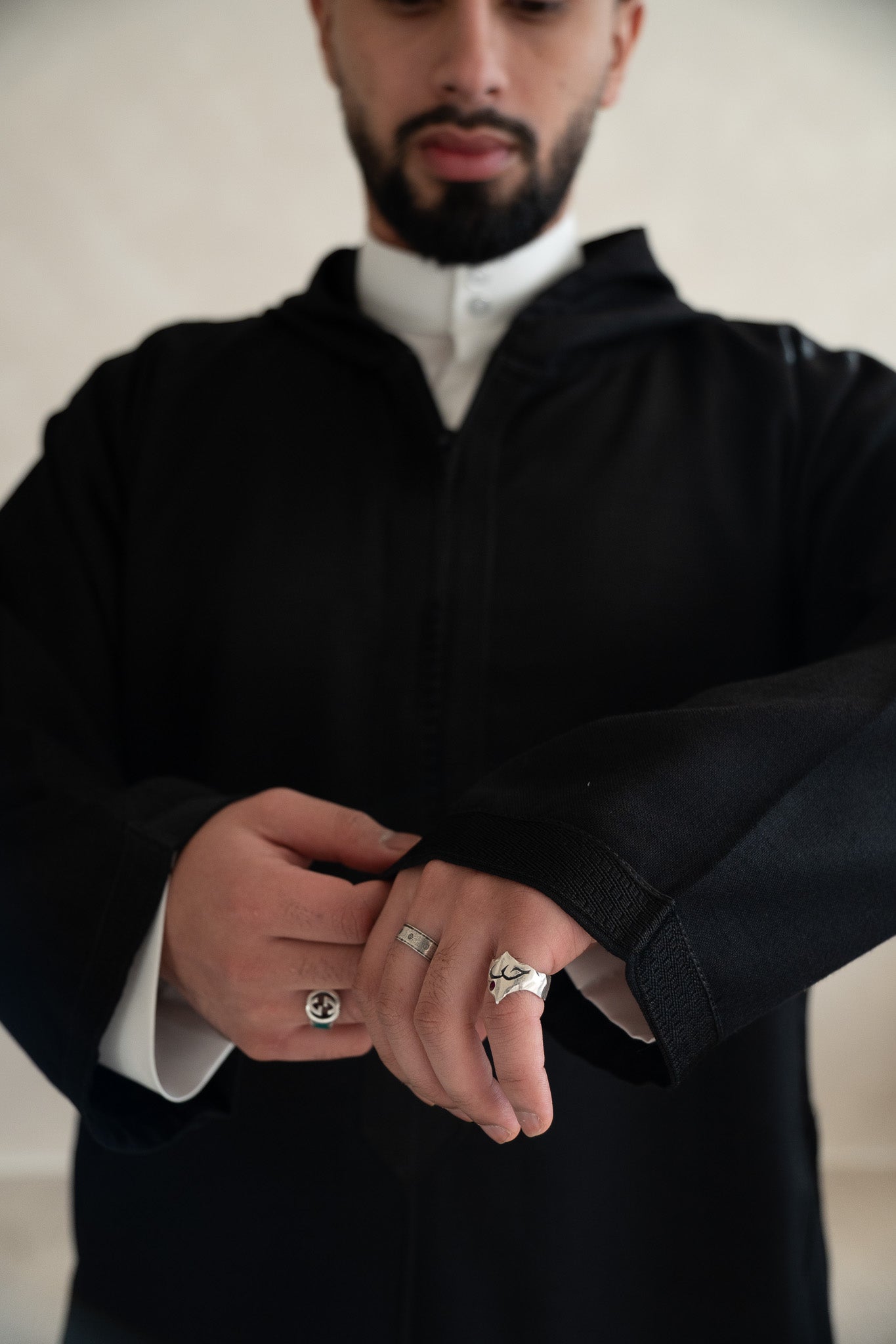 Black Moroccan Linen Essential Djellaba Thobe