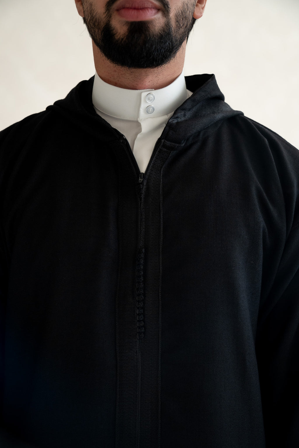 Black Moroccan Linen Essential Djellaba Thobe