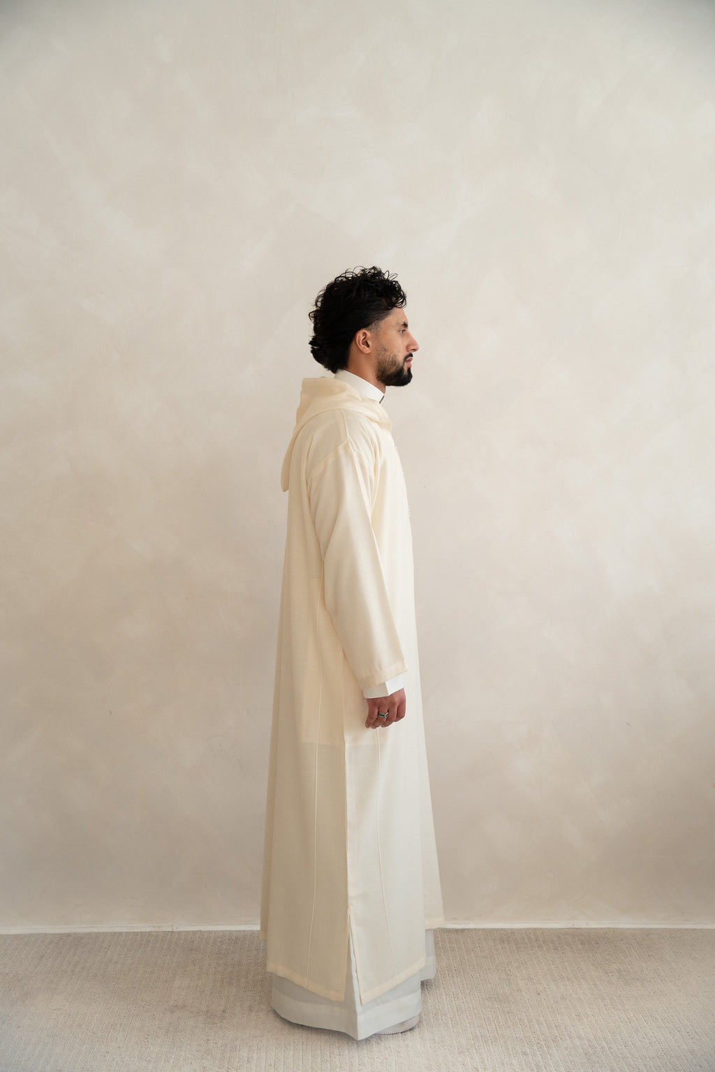 Cream Moroccan Linen Essential Djellaba Thobe
