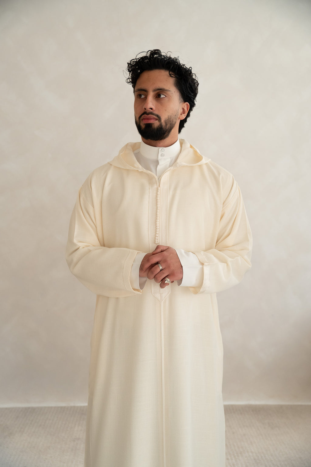 Cream Moroccan Linen Essential Djellaba Thobe