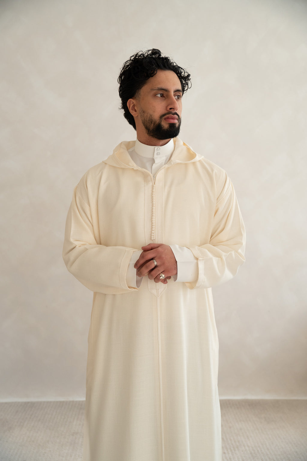 Cream Moroccan Linen Essential Djellaba Thobe