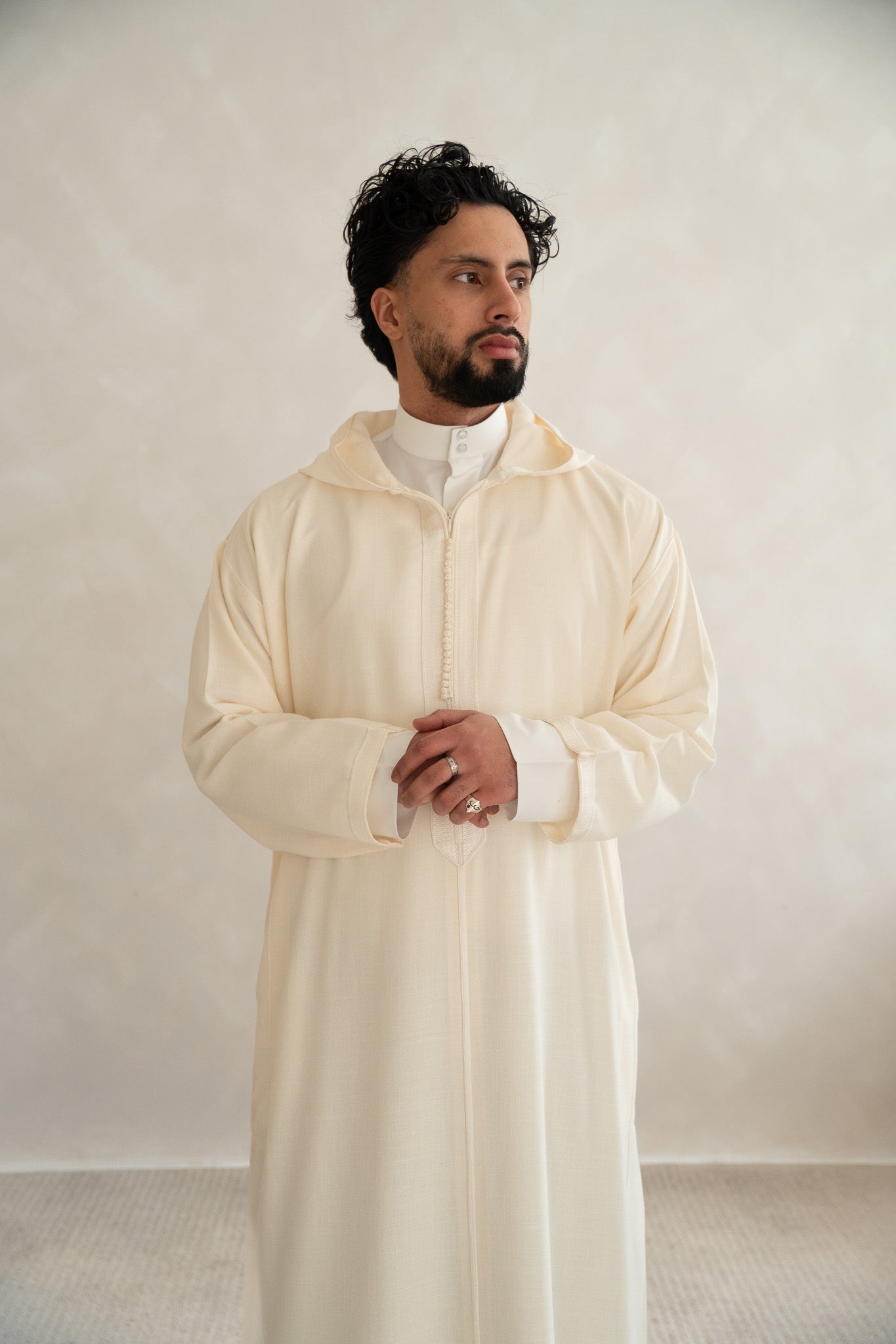 Cream Moroccan Linen Essential Djellaba Thobe