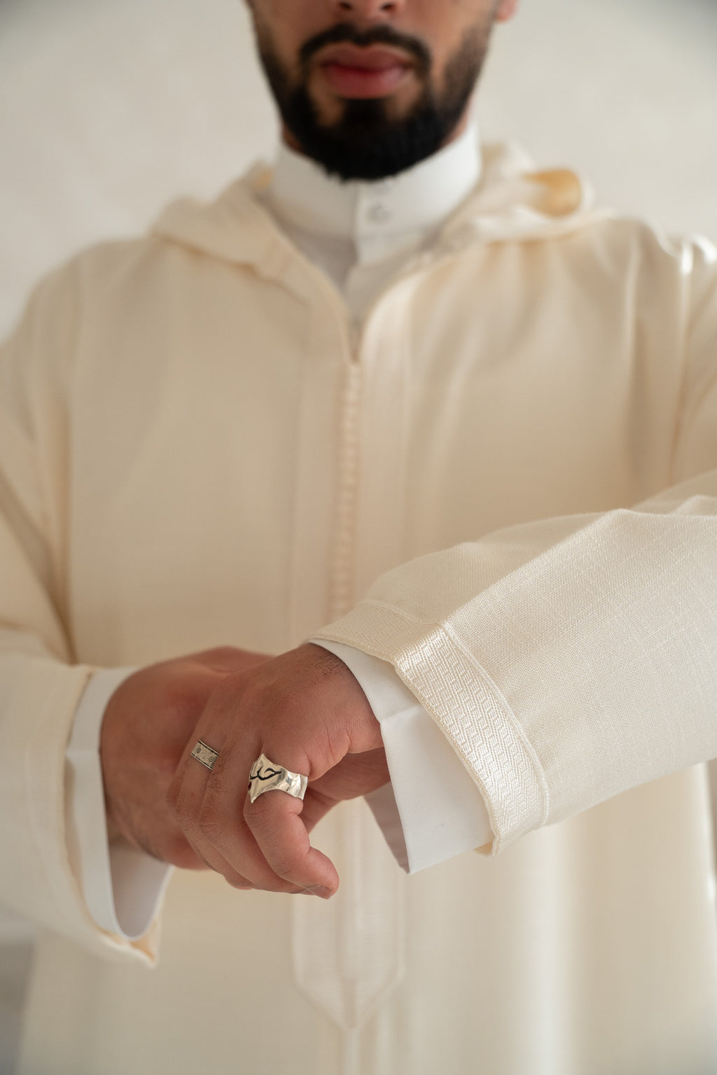 Cream Moroccan Linen Essential Djellaba Thobe