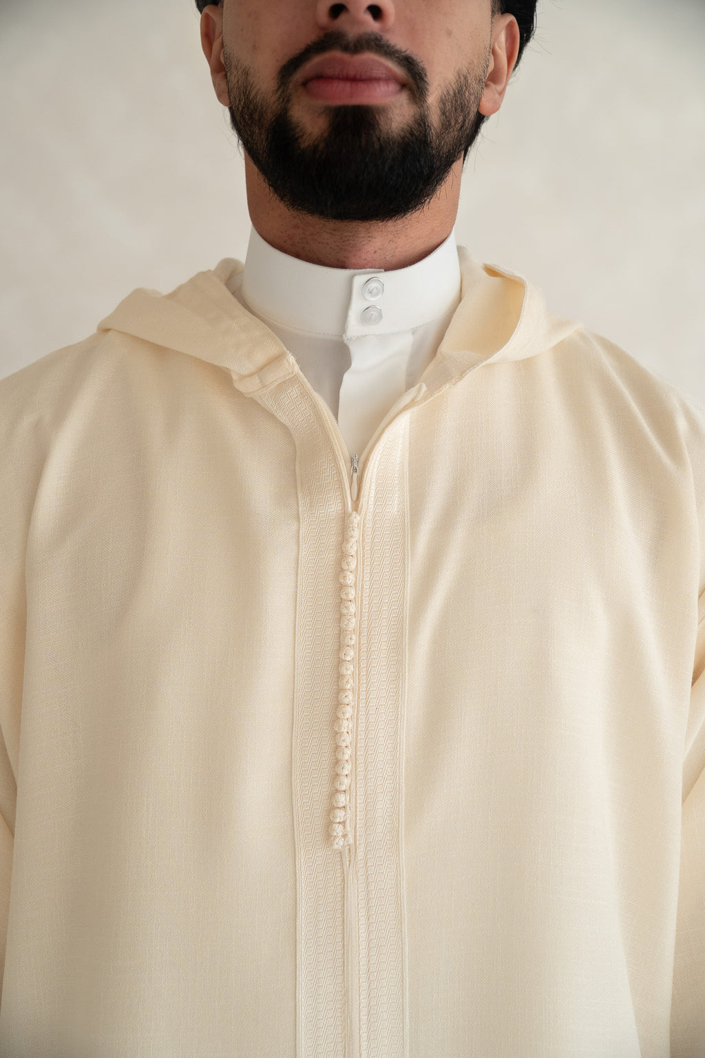 Cream Moroccan Linen Essential Djellaba Thobe