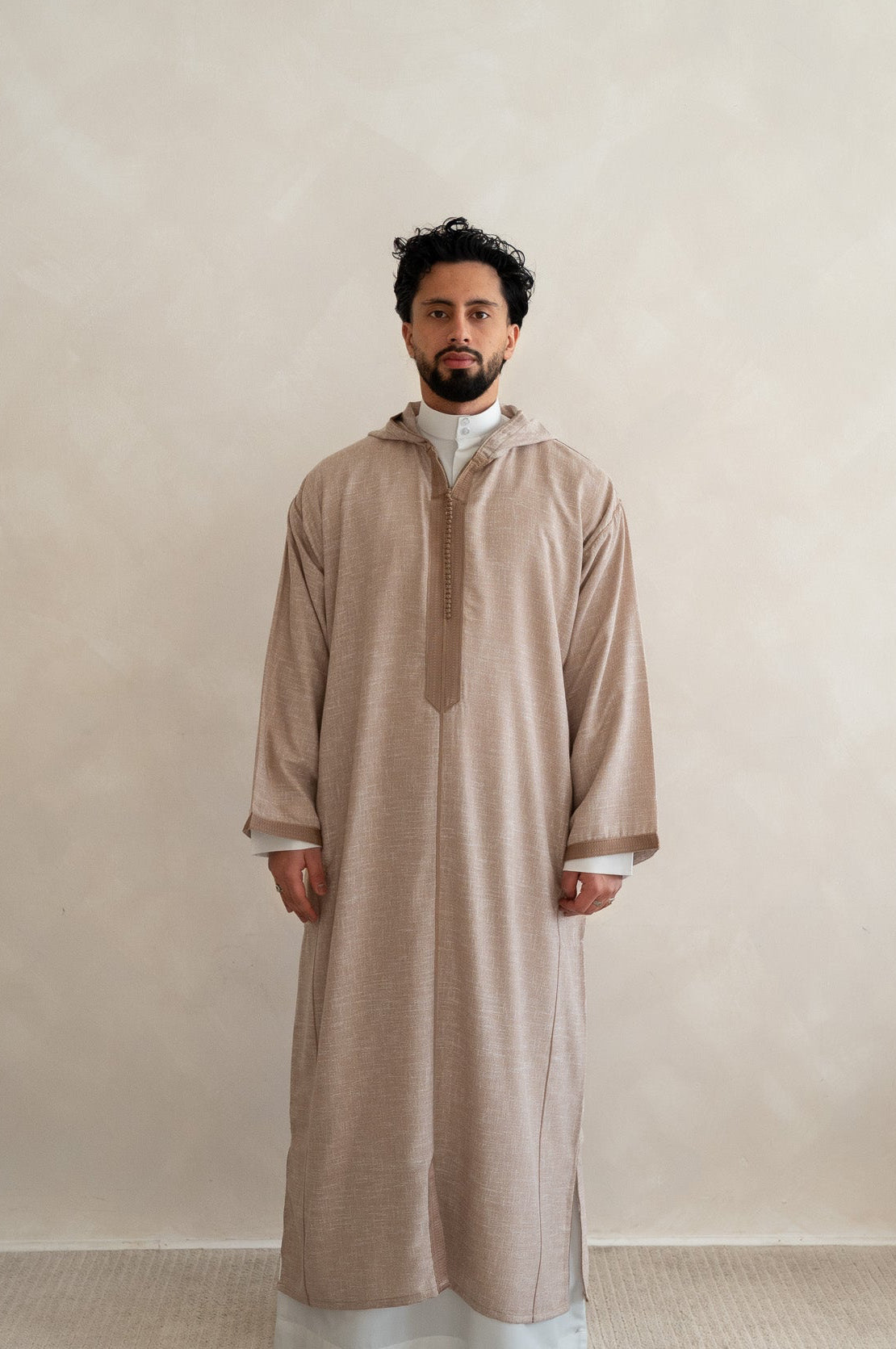 Coffee Moroccan Linen Essential Djellaba Thobe