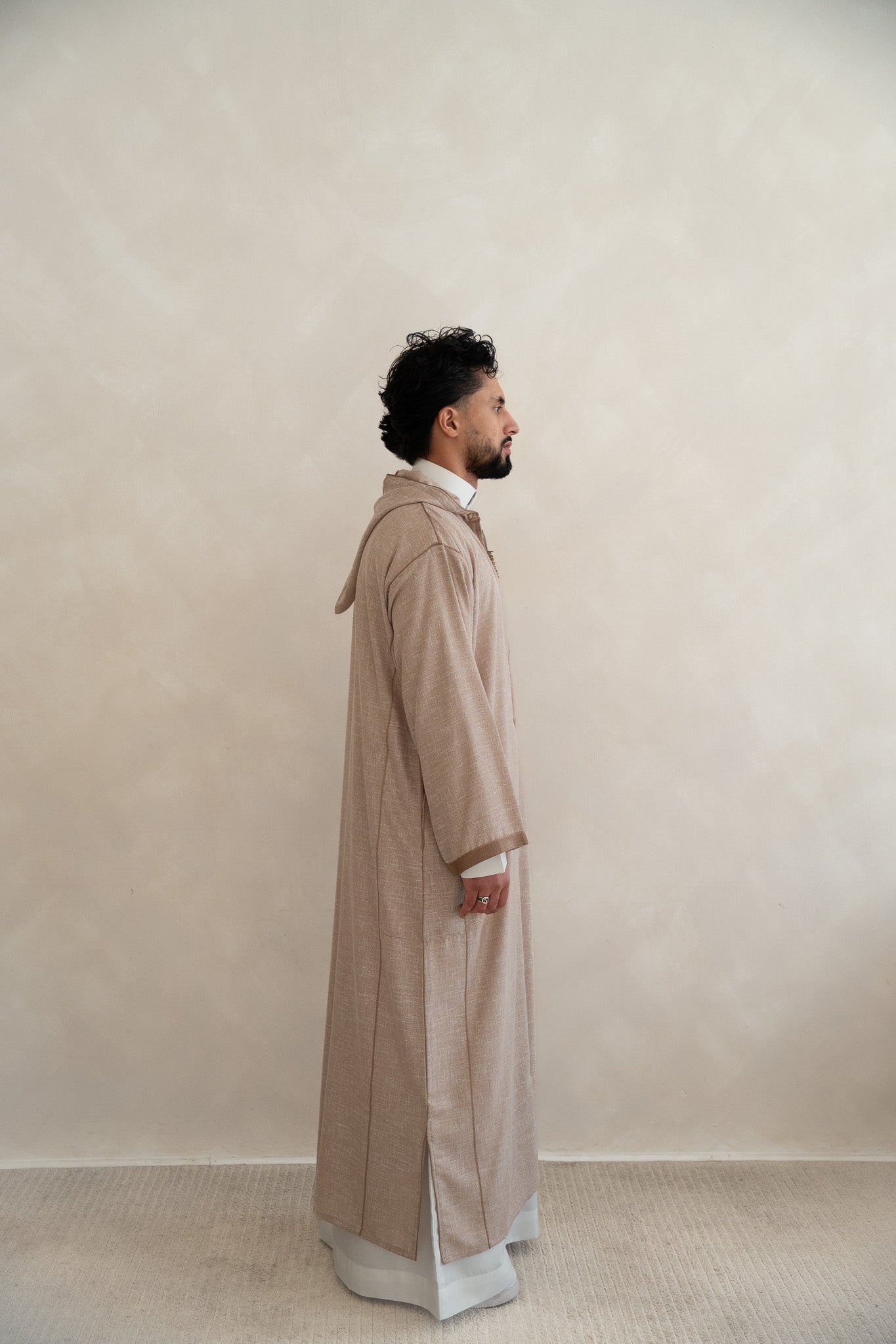 Coffee Moroccan Linen Essential Djellaba Thobe