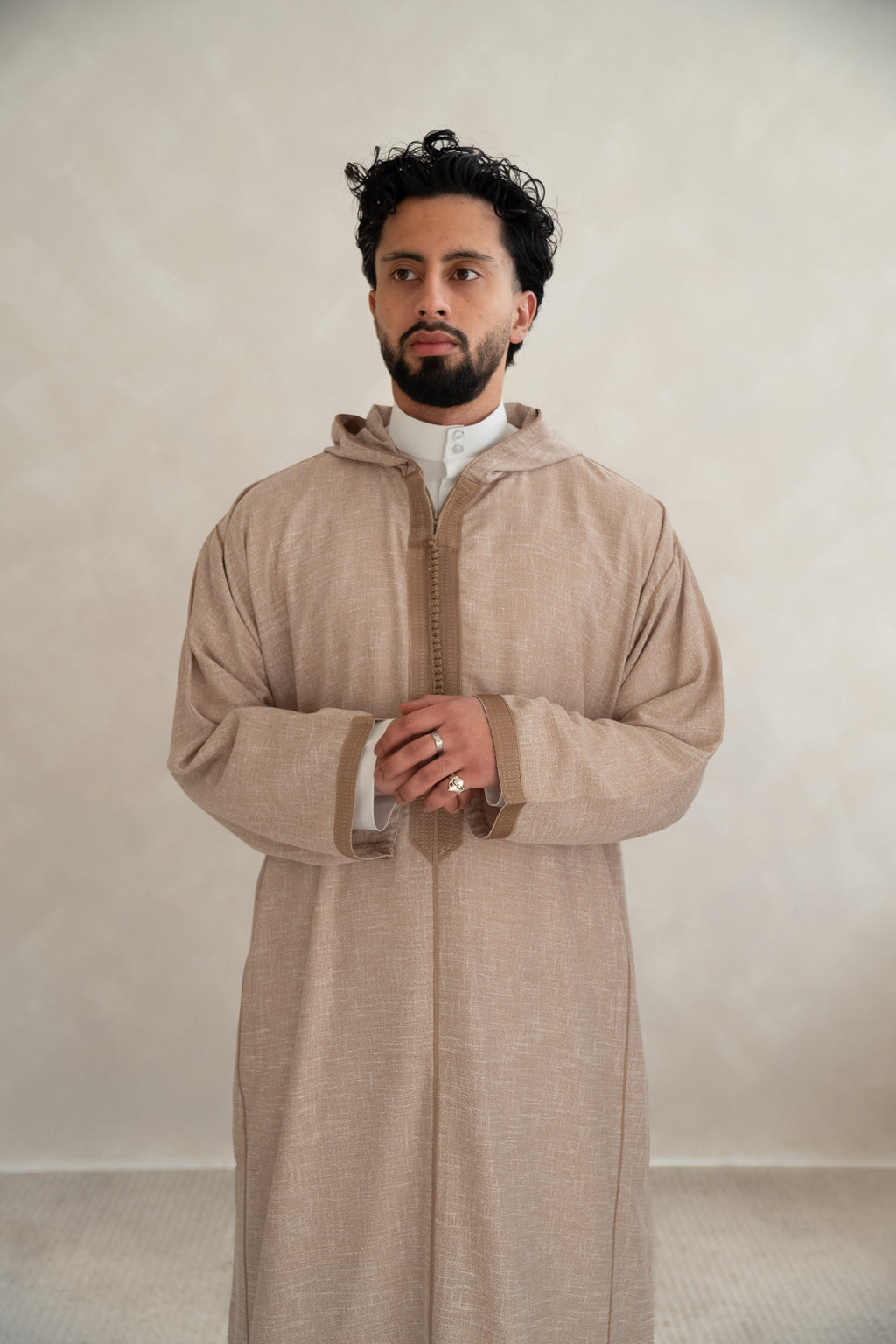 Coffee Moroccan Linen Essential Djellaba Thobe