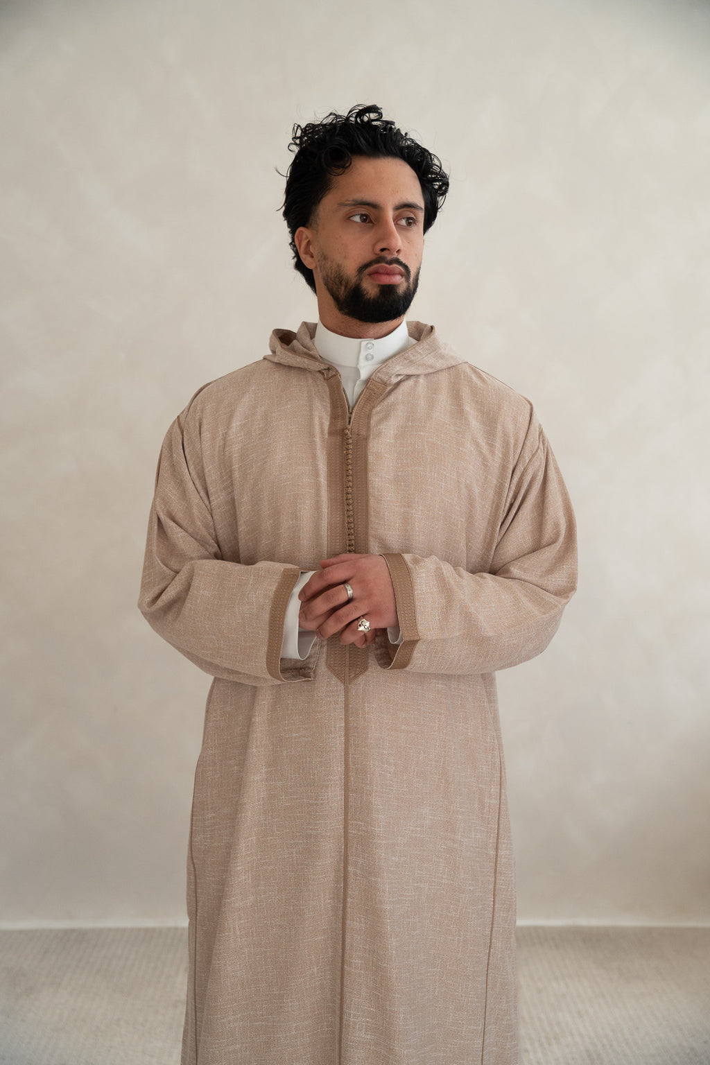 Coffee Moroccan Linen Essential Djellaba Thobe