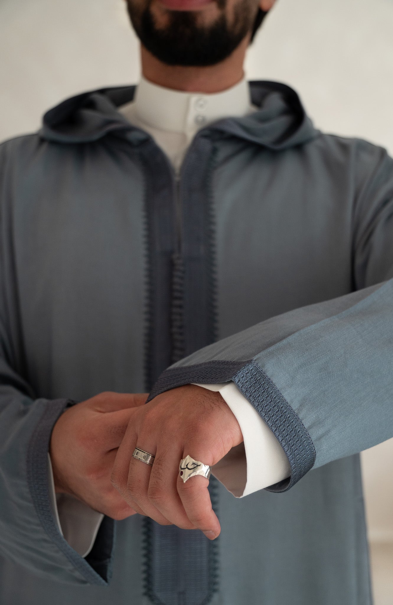 Steel Blue Moroccan Premium Djellaba Thobe