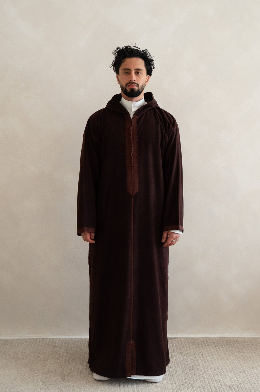 Burgundy Brown Premium Moroccan Cashmere Djellaba Thobe