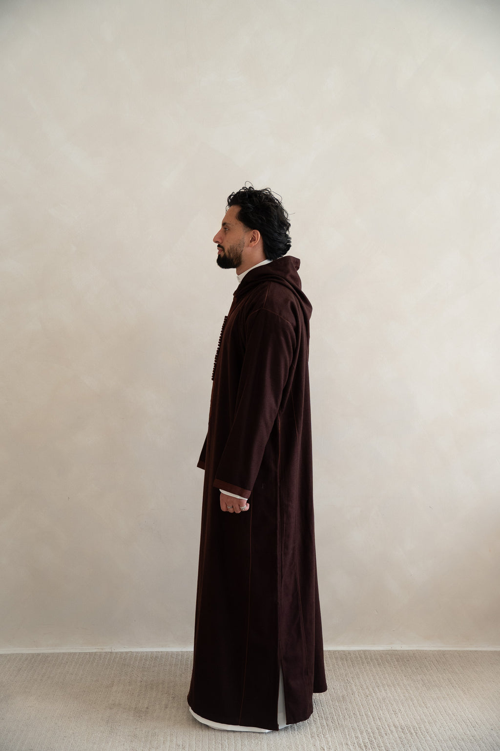 Burgundy Brown Premium Moroccan Cashmere Djellaba Thobe