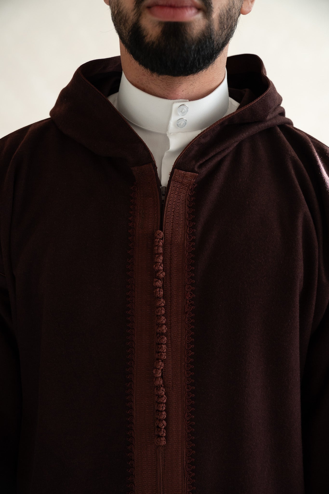 Burgundy Brown Premium Moroccan Cashmere Djellaba Thobe