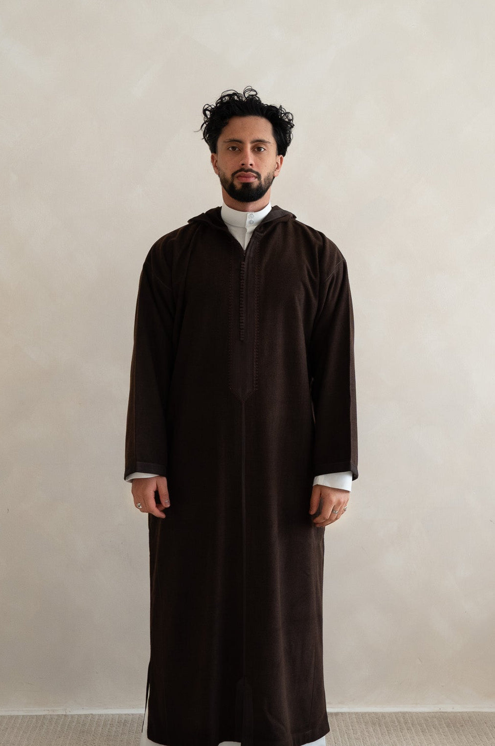Deep Brown Premium Moroccan Cashmere Djellaba Thobe