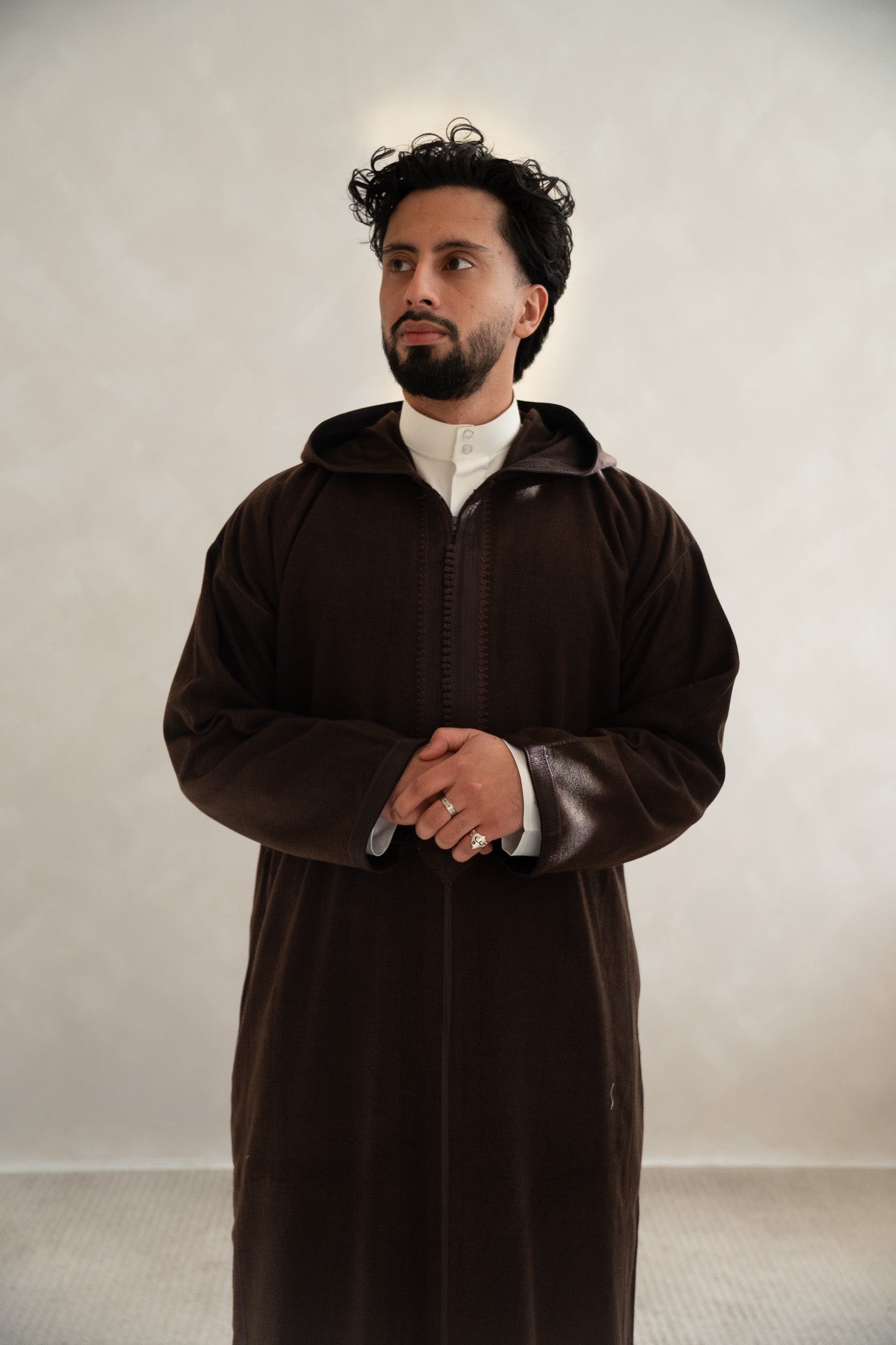 Deep Brown Premium Moroccan Cashmere Djellaba Thobe