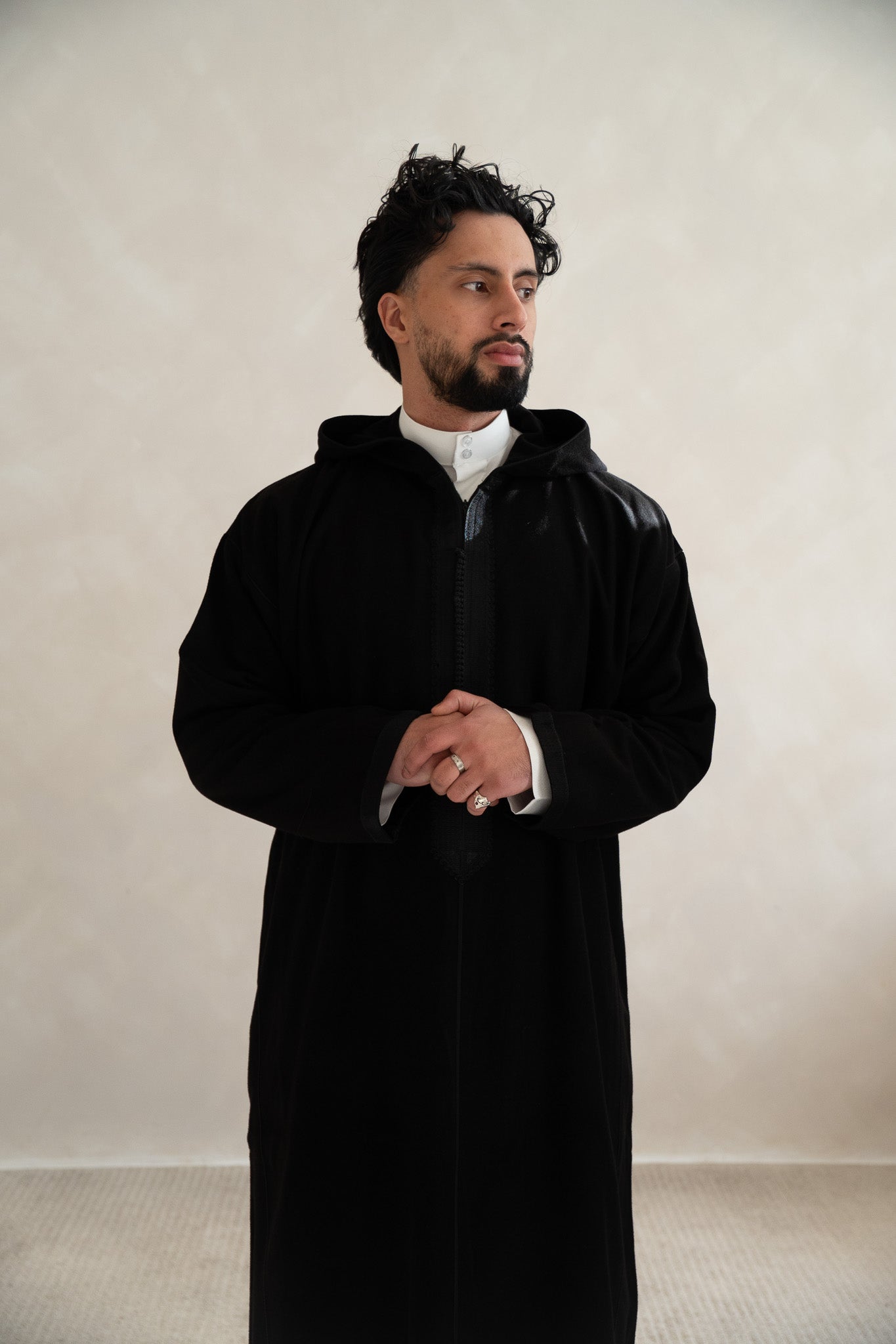 Black Premium Moroccan Cashmere Djellaba Thobe