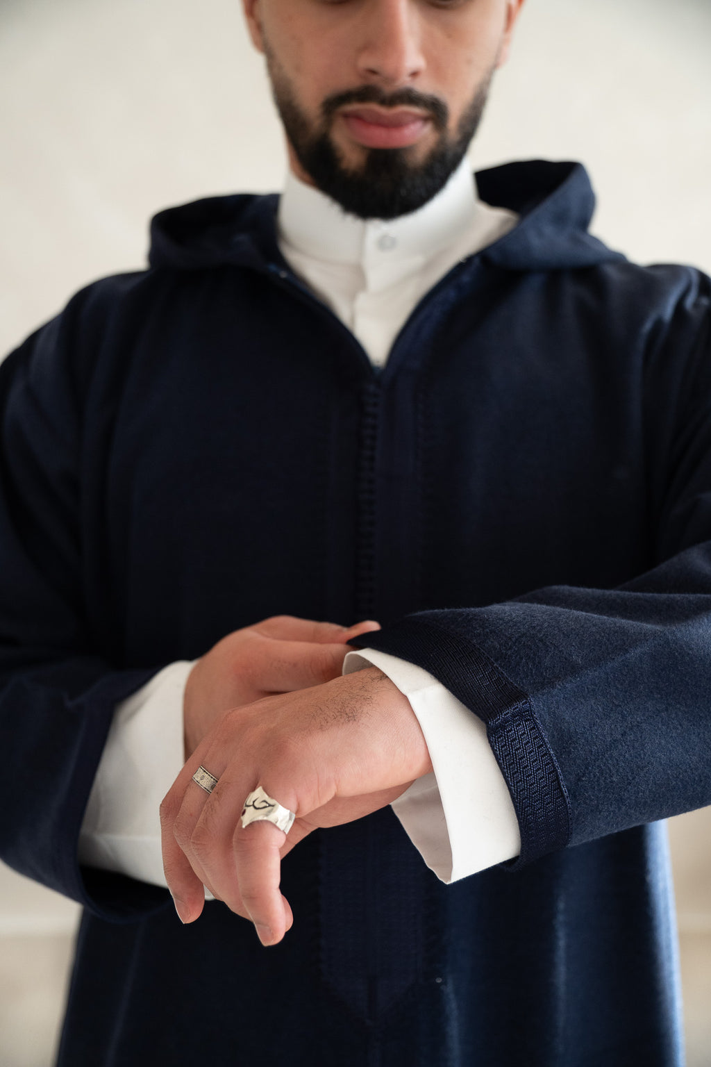 Navy Premium Moroccan Cashmere Djellaba Thobe