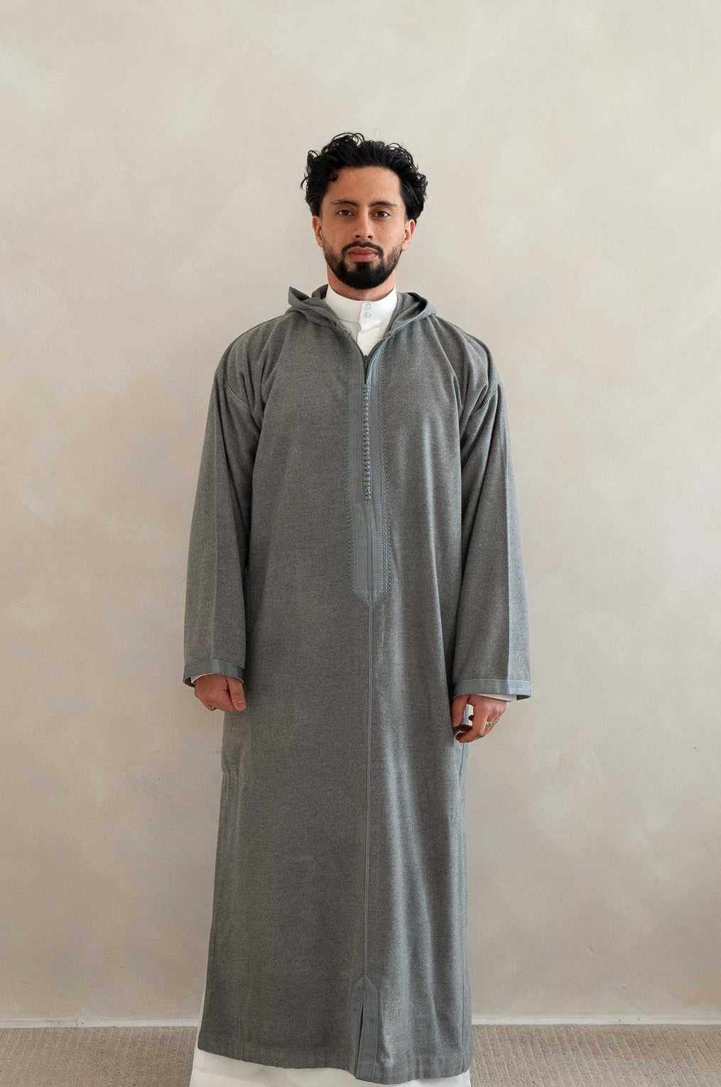 Grey Premium Moroccan Cashmere Djellaba Thobe