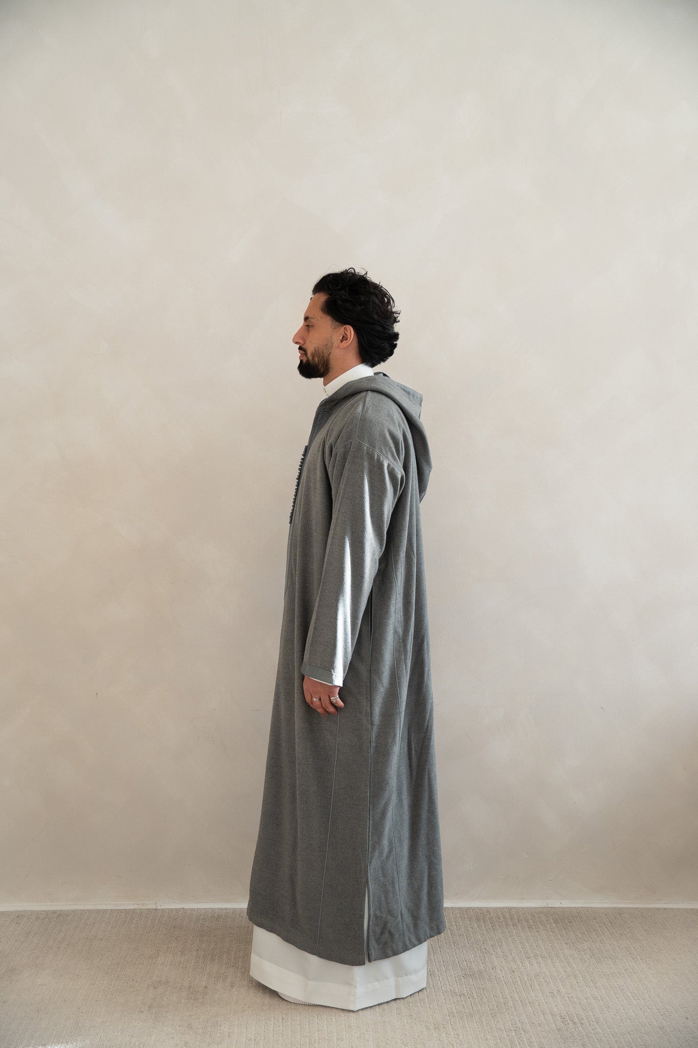Grey Premium Moroccan Cashmere Djellaba Thobe