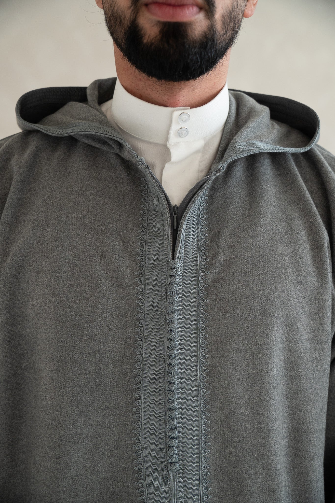 Grey Premium Moroccan Cashmere Djellaba Thobe