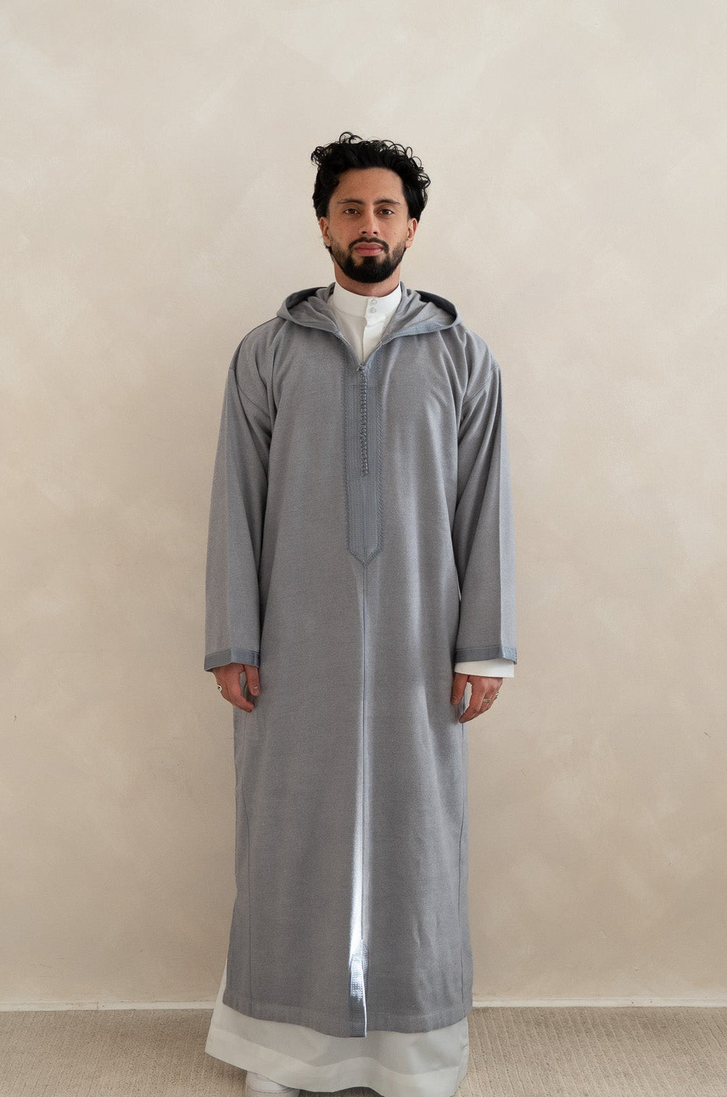 Silver Grey Premium Moroccan Cashmere Djellaba Thobe