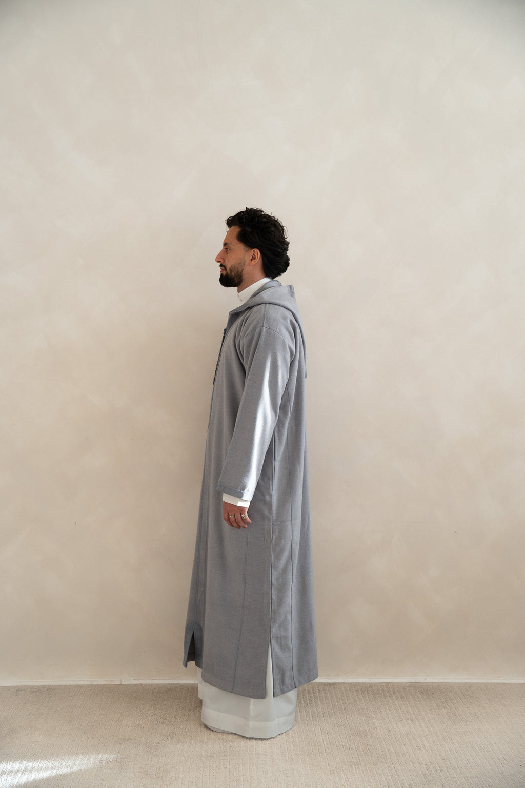 Silver Grey Premium Moroccan Cashmere Djellaba Thobe