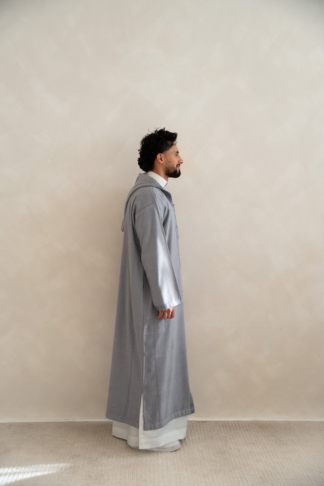 Silver Grey Premium Moroccan Cashmere Djellaba Thobe