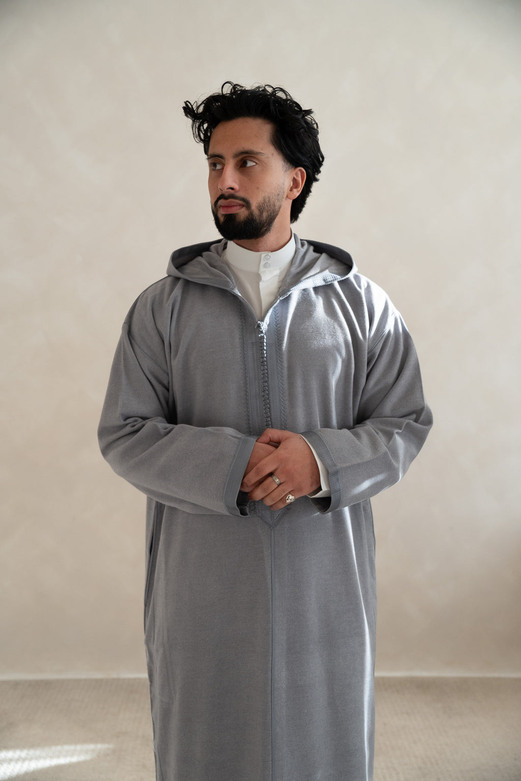 Silver Grey Premium Moroccan Cashmere Djellaba Thobe