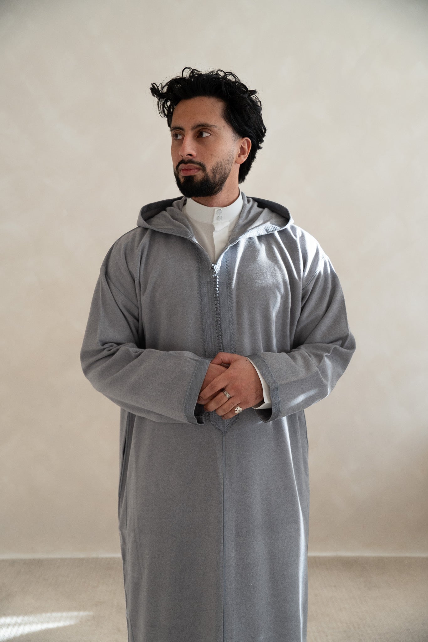 Silver Grey Premium Moroccan Cashmere Djellaba Thobe