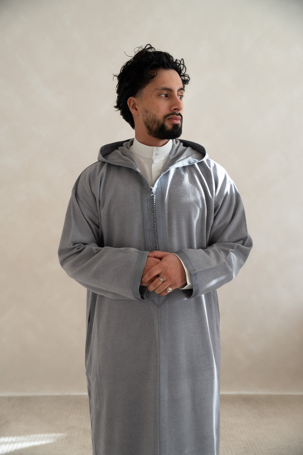 Silver Grey Premium Moroccan Cashmere Djellaba Thobe