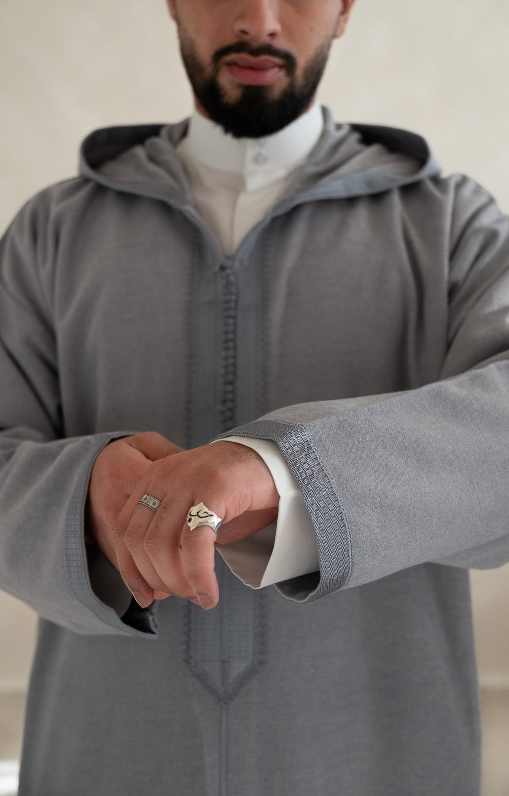 Silver Grey Premium Moroccan Cashmere Djellaba Thobe