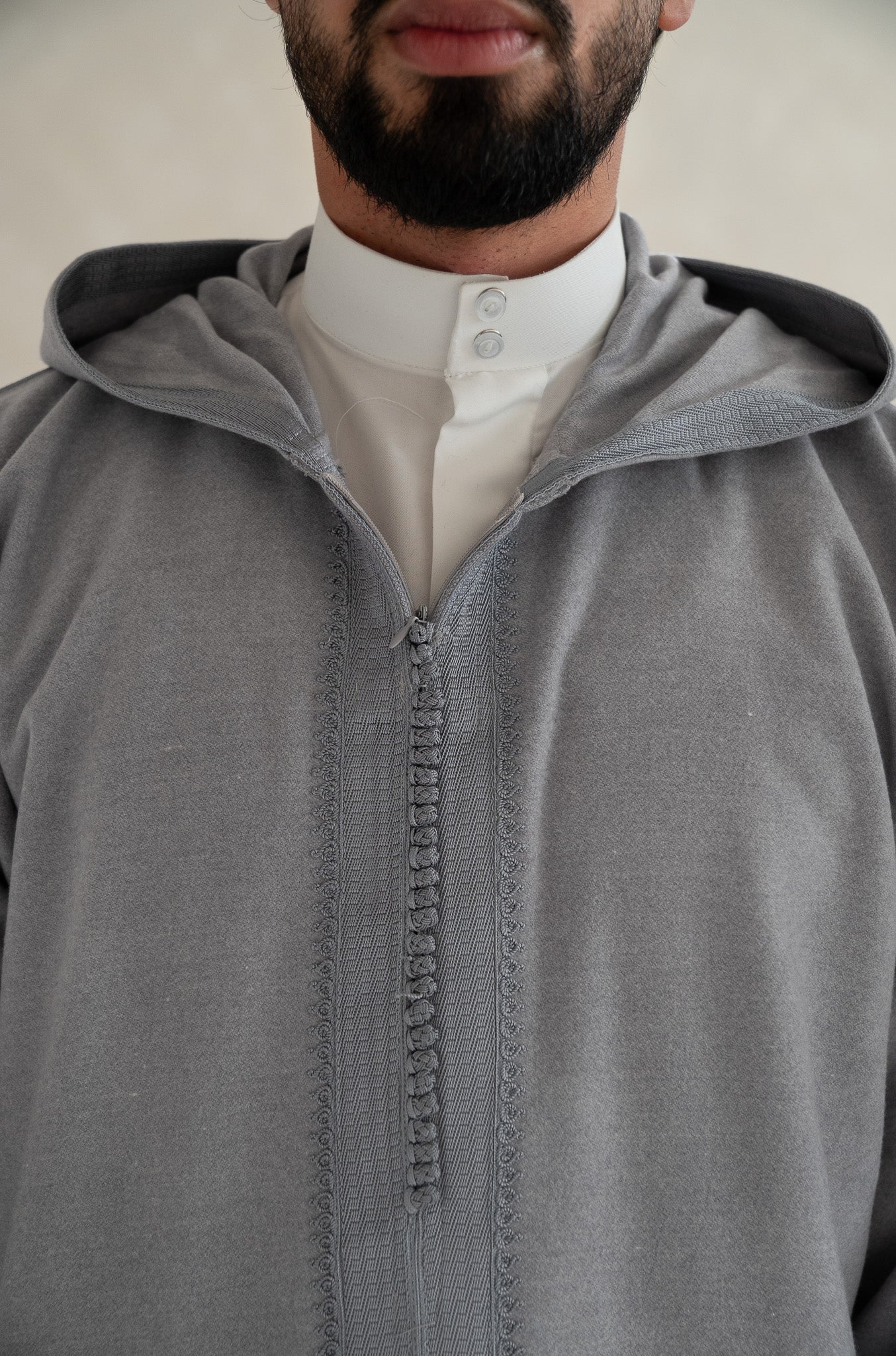 Silver Grey Premium Moroccan Cashmere Djellaba Thobe