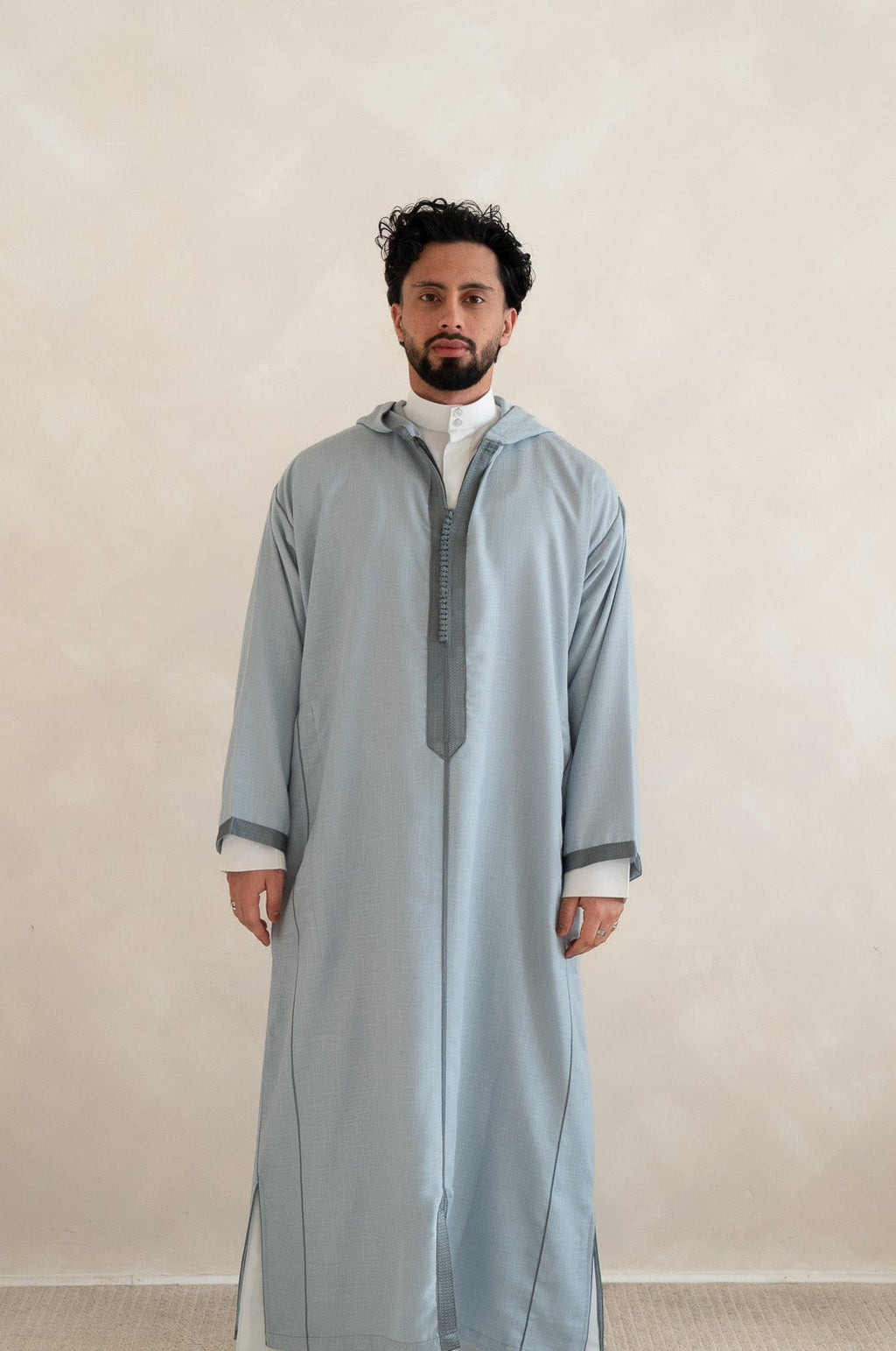 Sky Blue Moroccan Linen Essential Djellaba Thobe