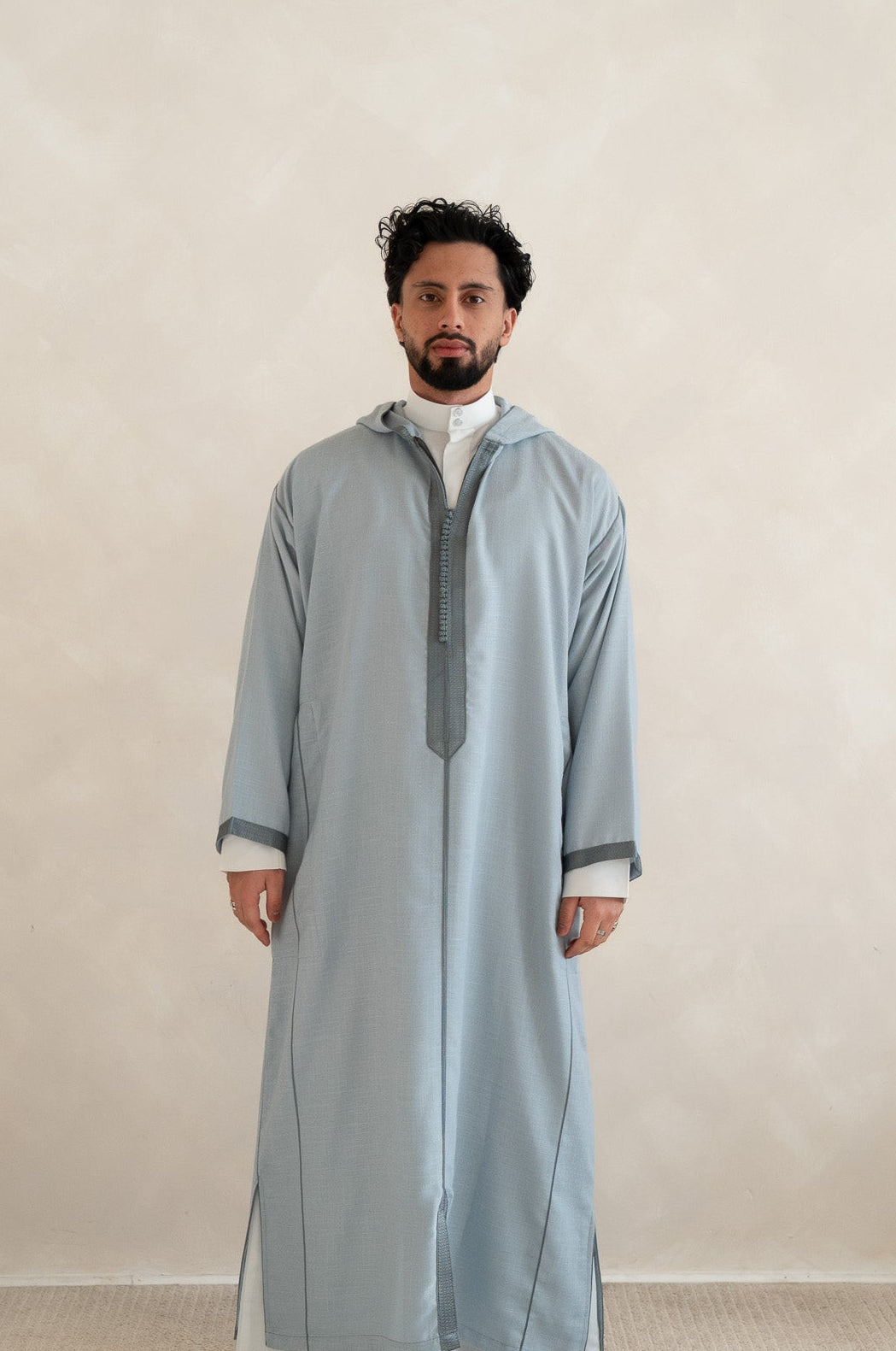 Sky Blue Moroccan Linen Essential Djellaba Thobe