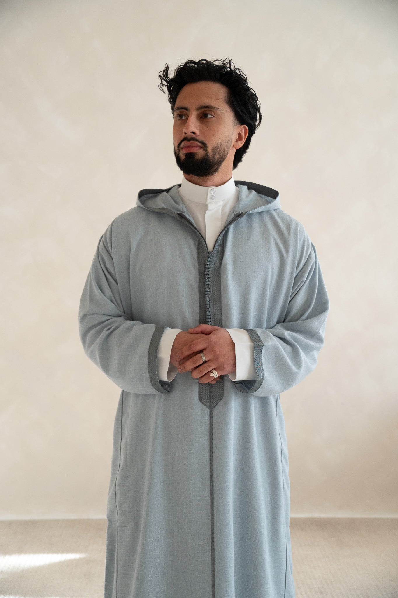 Sky Blue Moroccan Linen Essential Djellaba Thobe