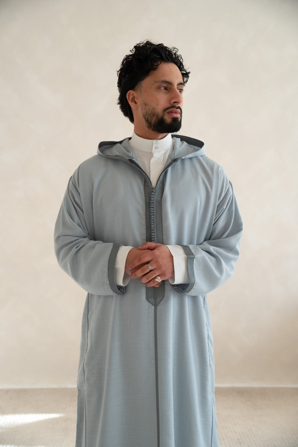 Sky Blue Moroccan Linen Essential Djellaba Thobe