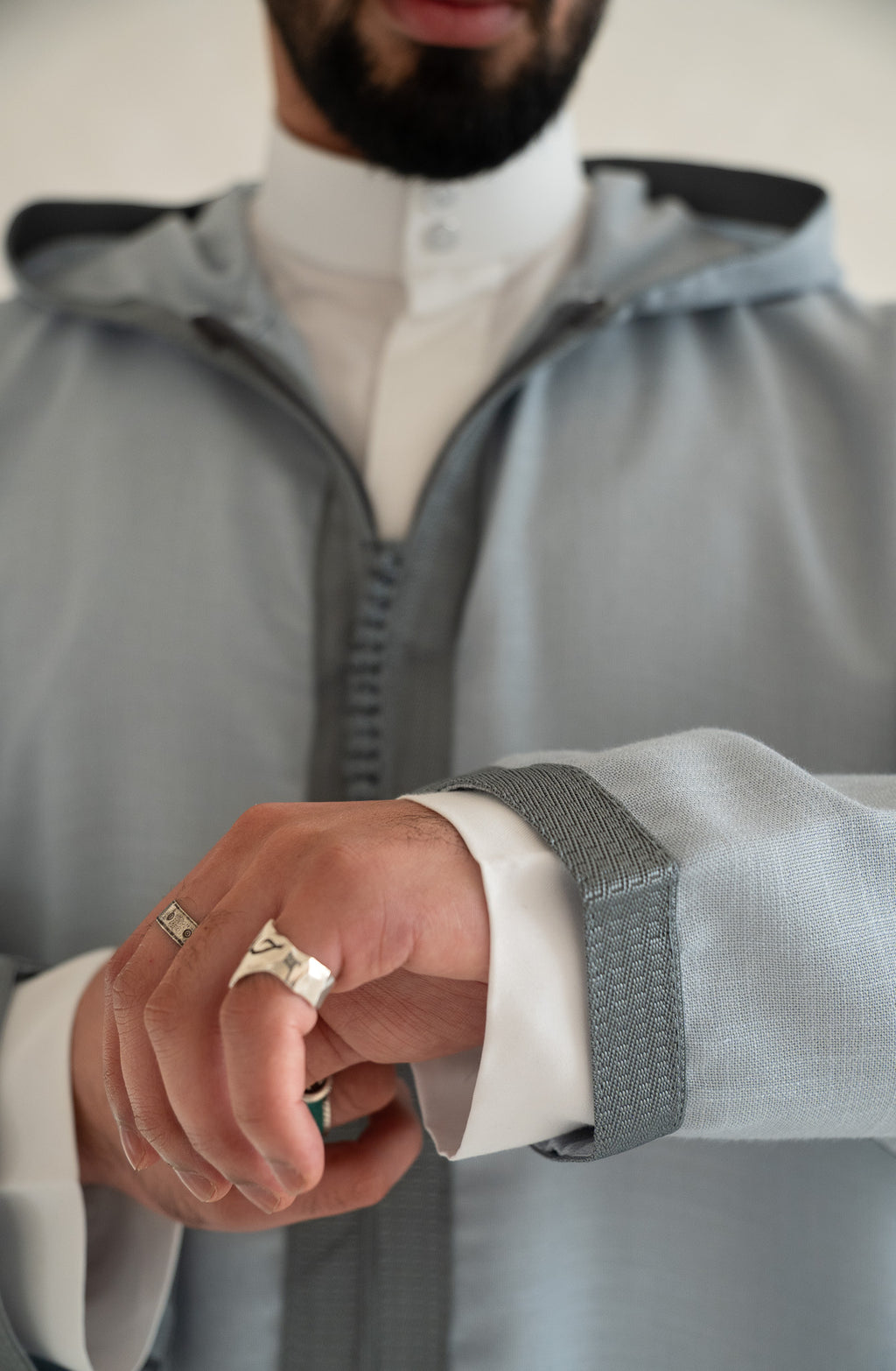 Sky Blue Moroccan Linen Essential Djellaba Thobe