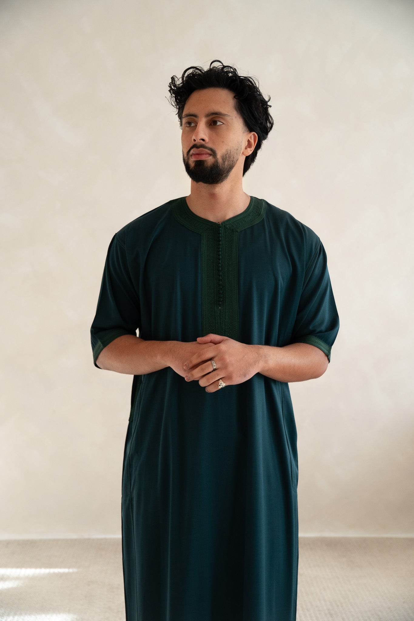 Forest Green Half Sleeve Moroccan Gandoura Thobe