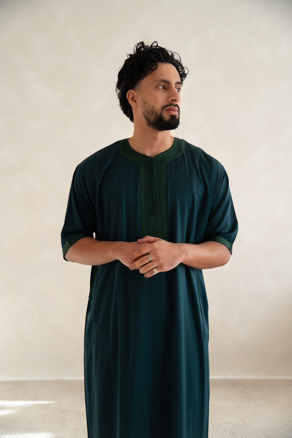 Forest Green Half Sleeve Moroccan Gandoura Thobe