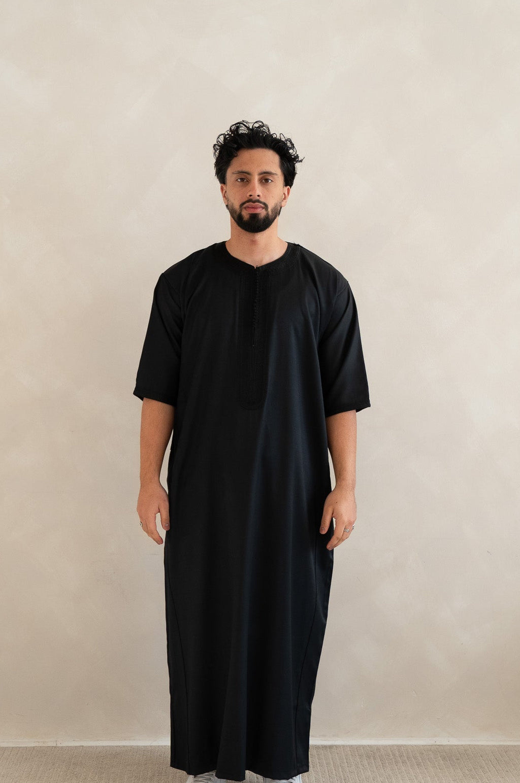 Black Half Sleeve Moroccan Gandoura Thobe