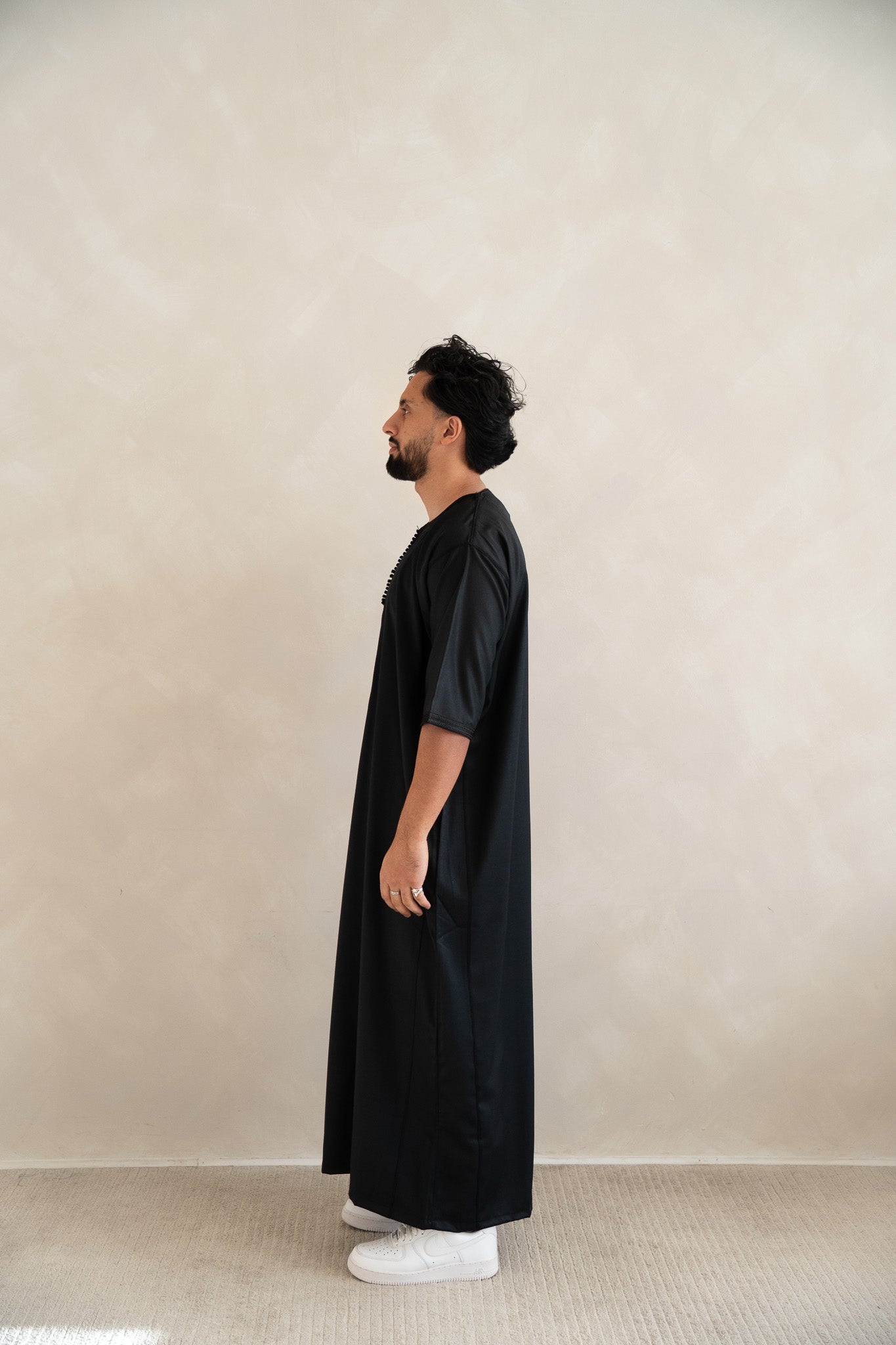 Black Half Sleeve Moroccan Gandoura Thobe