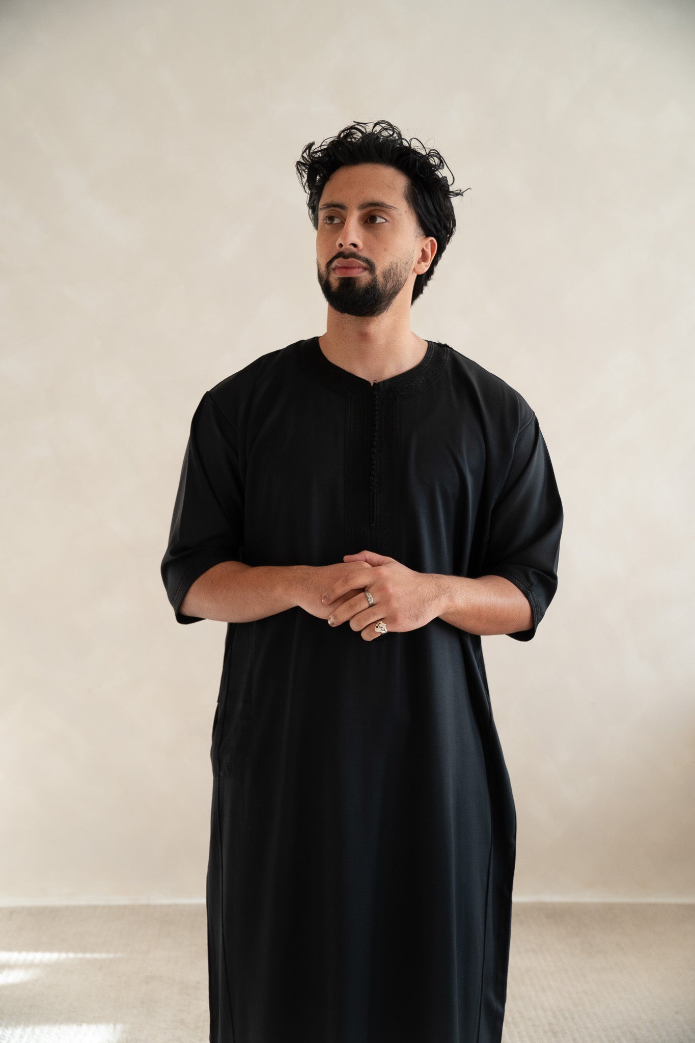 Black Half Sleeve Moroccan Gandoura Thobe