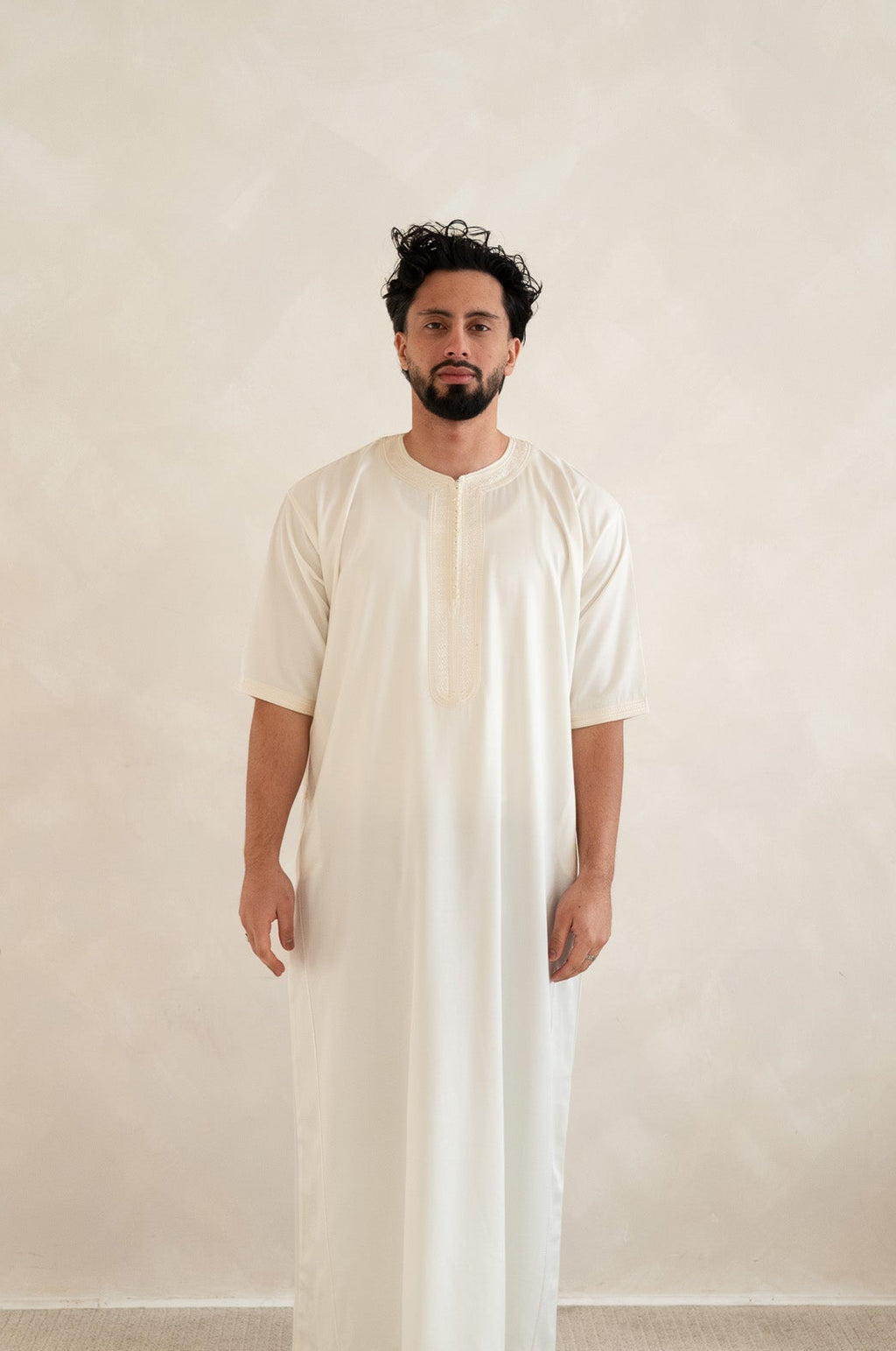 Off-White Half Sleeve Moroccan Gandoura Thobe