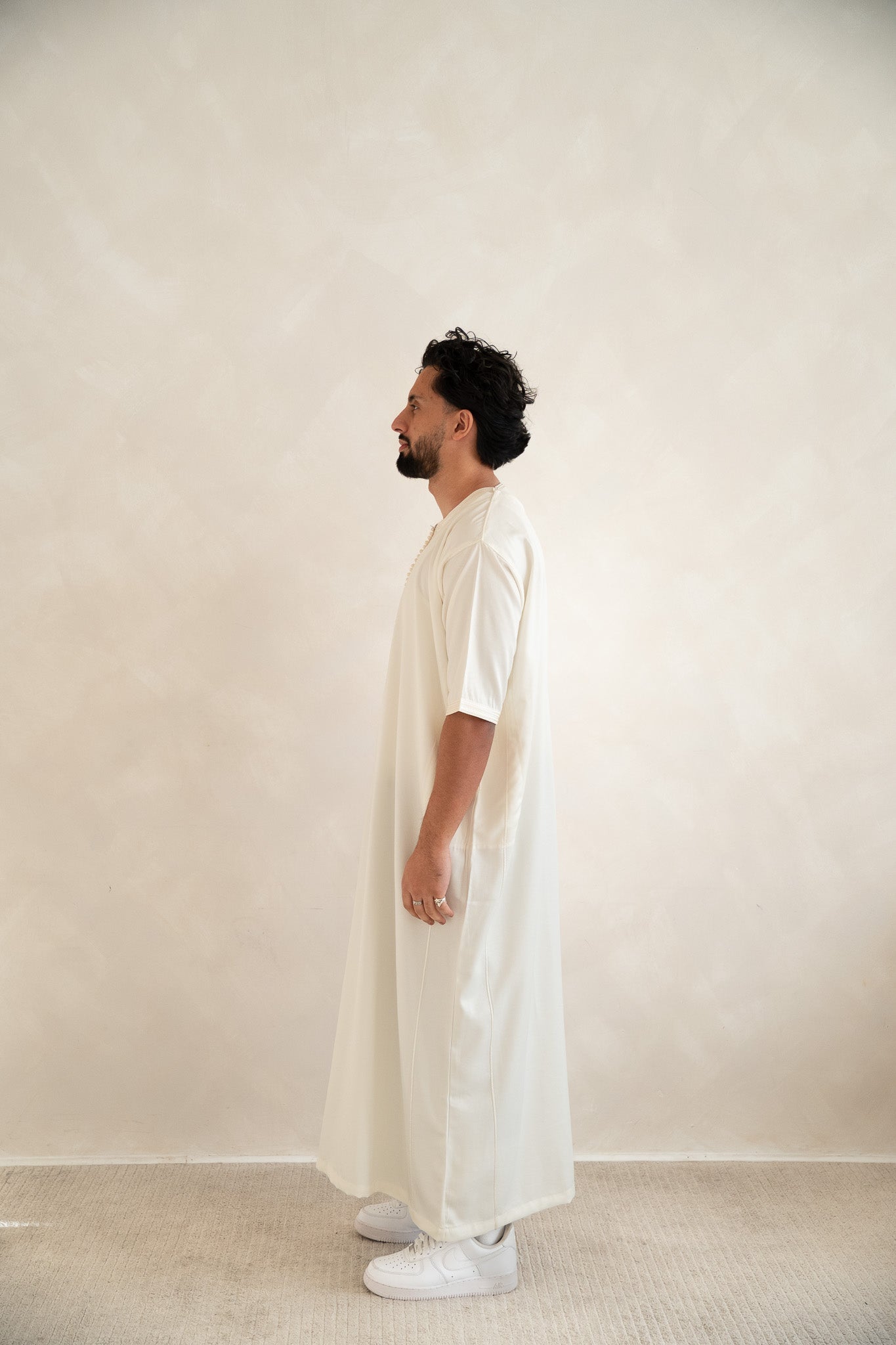 Off-White Half Sleeve Moroccan Gandoura Thobe